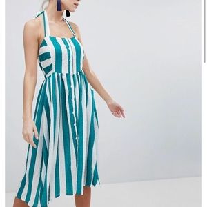Boohoo striped halter midi
